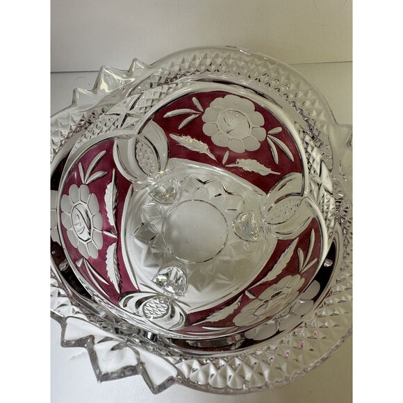 Vintage Anna Hutte  Bleikristall 3 Footed Hand Cut Lead Crystal Bowl Germany - Picture 6 of 11